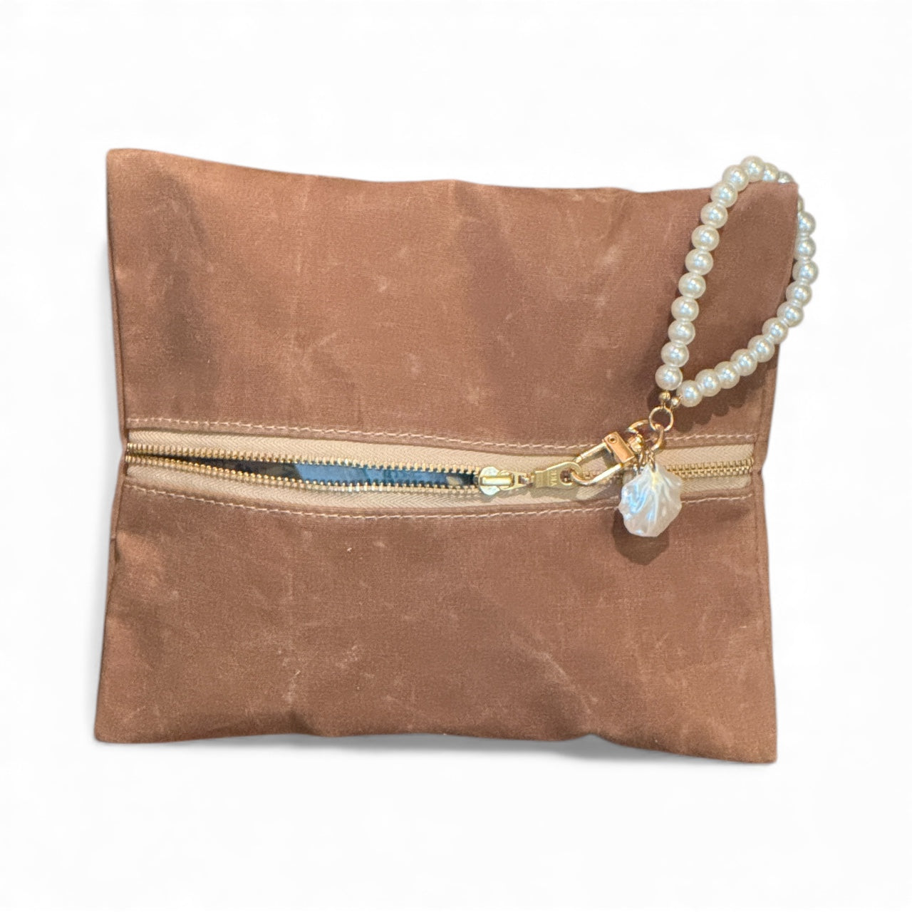 Flat Lay Makeup Bag Waxed Canvas-Small