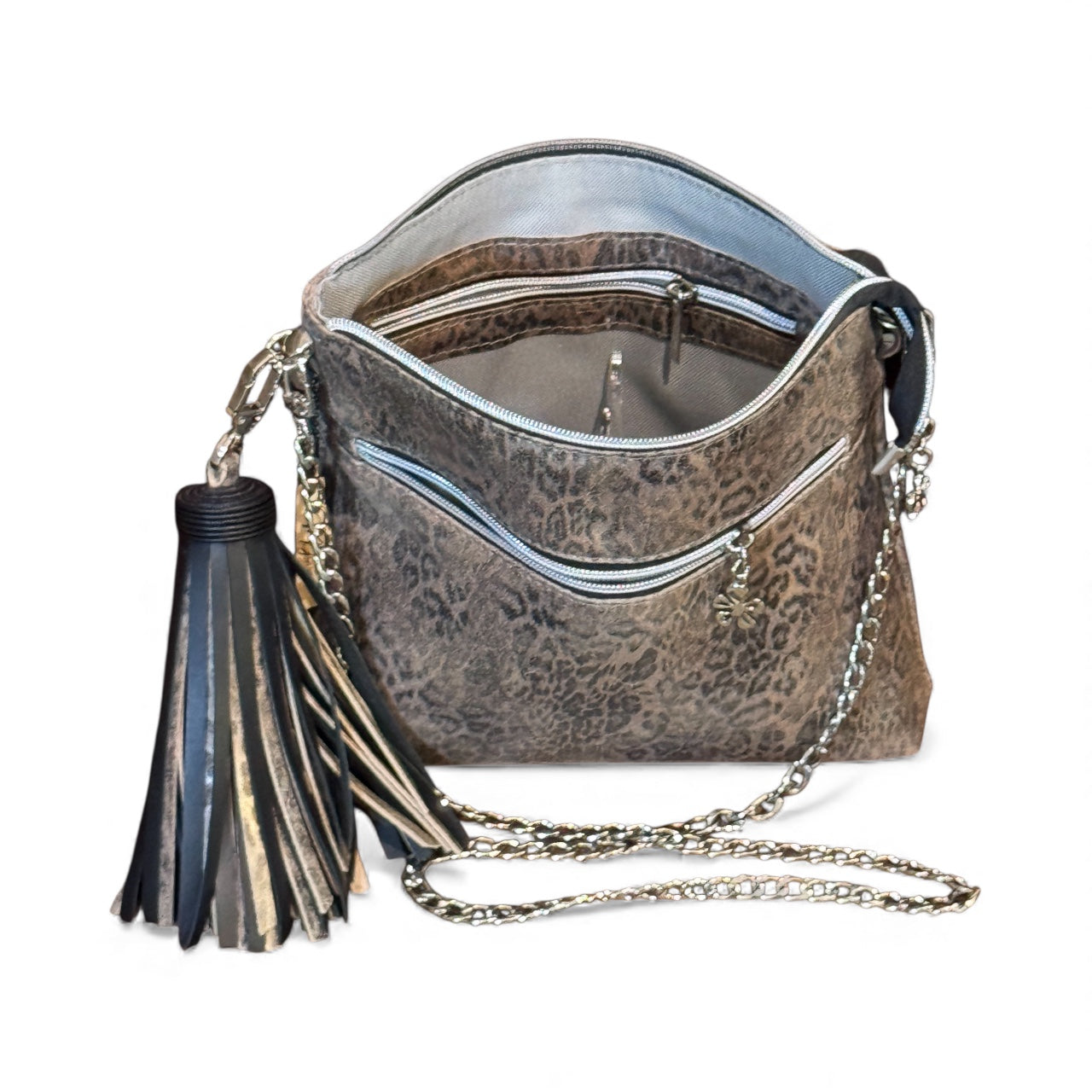 Mindful Safari Inspired All Leather Shoulder / Crossbody Bag