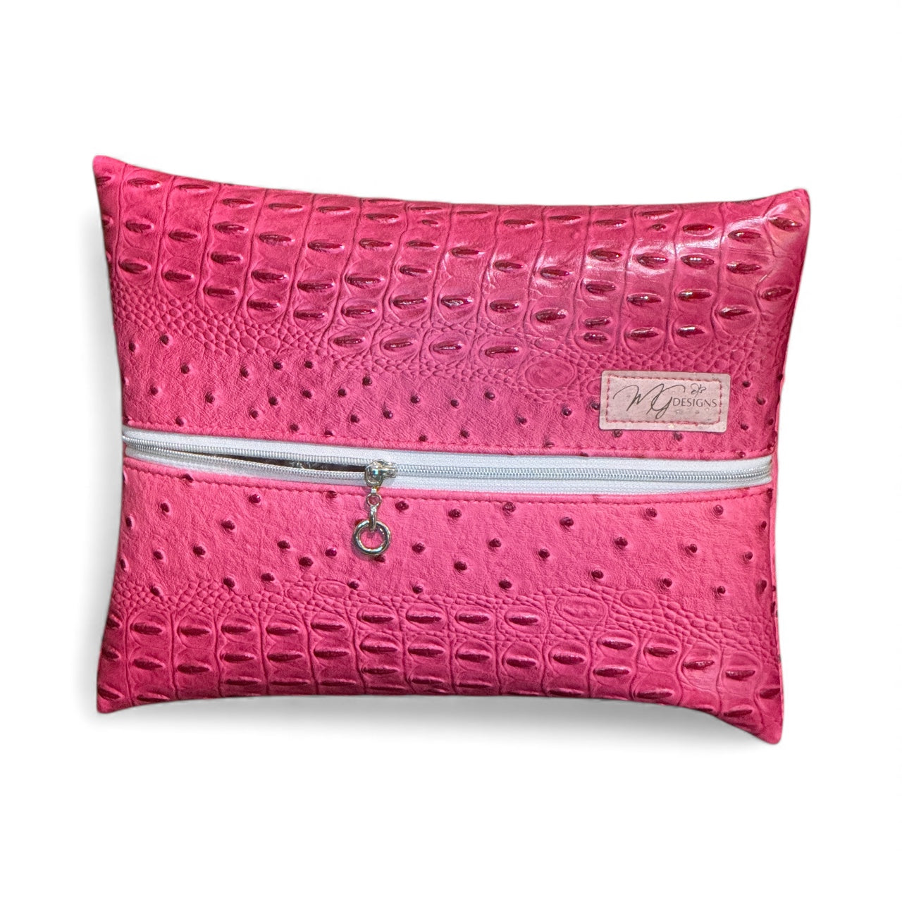 Flat Lay Makeup Bag Ostrich Croc-Small